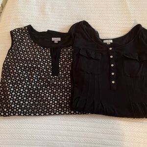 2 for 1 Bundle! Avenue Black Geometric Cutout Top and black sleeveless top.